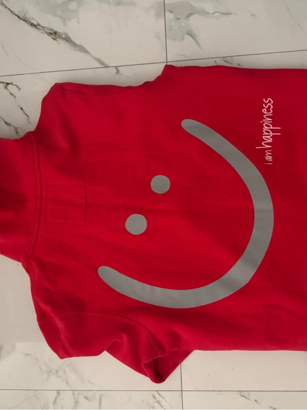Peace Love Word Red 'Happy' Graphic Zip Hoodie with White 'LOVE' Cap - Picture 9 of 9